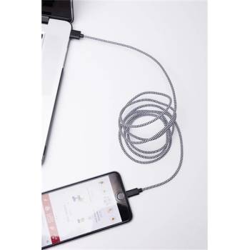 Kikkerland US113-BK-EU кабел Lightning с текстилно покритие в черно и бяло (US113-BK-EU)