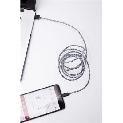 Kikkerland US113-BK-EU кабел Lightning с текстилно покритие в черно и бяло (US113-BK-EU)