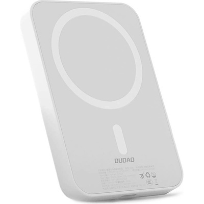 Dudao Magnetic Wireless Charging Power Bank 10000 mAh 20W - преносима външна батерия с USB-C порт и безжично зареждане с MagSafe (бял)
