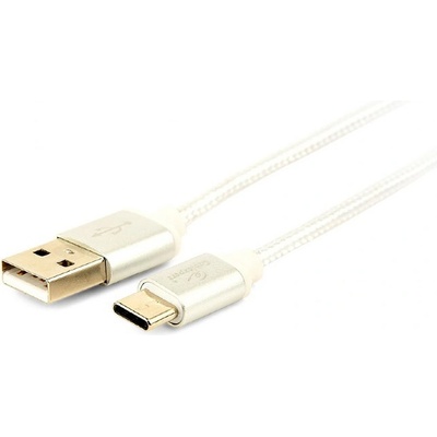 Gembird CCB-mUSB2B-AMCM-6-S Opletaný USB-C - USB 2.0, M/M, 1,8m, stříbrný
