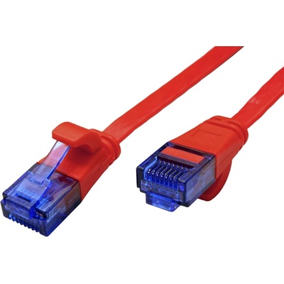 Value 21.99.2120 FTP patch, kat. 6a, plochý, 0,5m, červený