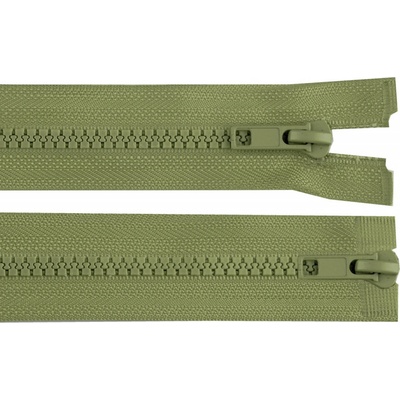 Zip kostěný No 5 dělitelný 2 jezdce / dvoucestný 80 cm bundový, malé, 263 zelená khaki