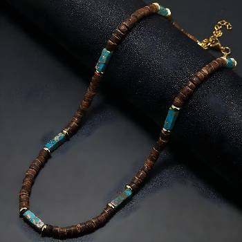 HARAHU Колие ab-34060 - Кафяво / Тюркоазено kp34060 (ab-34060)