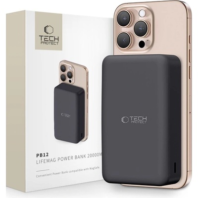 Tech-Protect Външна батерия с MagSafe 15W от Tech-Protect PB12 LifeMag 20 000 mAh - Черен (5906302375790)