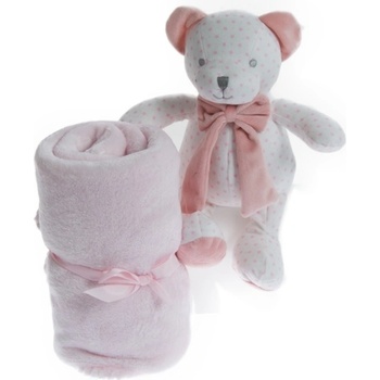 Gamberritos Бебешко одеяло Gamberritos - С играчка Мече, 80 х 110 сm, розово (108814)