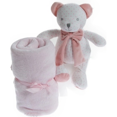 Gamberritos Бебешко одеяло Gamberritos - С играчка Мече, 80 х 110 сm, розово (108814)