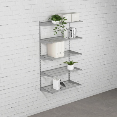 Walteco Nástenná regálová zostava SINGLE, 1500x830 mm, strieborná Hĺbka: 330 mm , SHSIS300