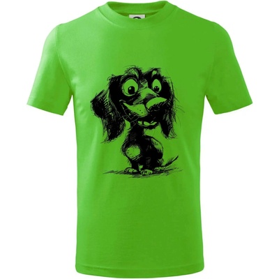 Čiernobiela karikatúra jazvečík tričko detské Apple Green