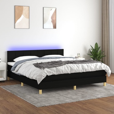 Petrashop 3133735 boxspring postel s matrací a LED černá textil