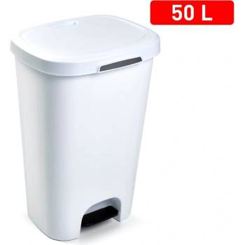 PlasticForte Koš odpadkový nášlapný 50l bílý 63,5x41x36cm plast