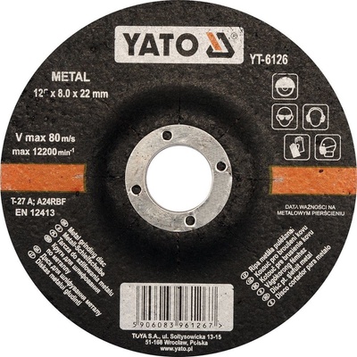 Yato Brúsny kotúč vypuklý 125 x 22 x 8 mm YT-6126