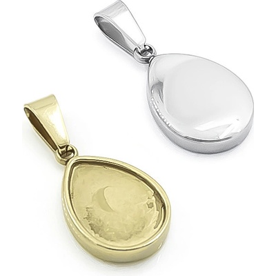 Leštěný nerezový přívěsek kapka 14x10mm - 1Ks - Light Gold RL