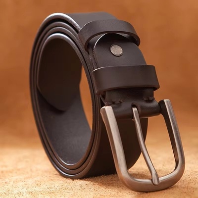 DELIS Мъжки колан c-142, естествена кожа, тъмнокафяв (c-142)