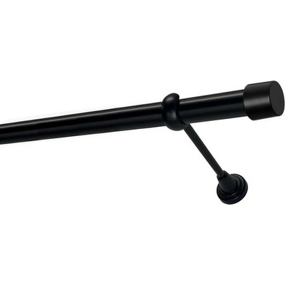 OK-GarnýžeCZ Garnýž kovová jednořadá 25mm Pullo černá 150 cm do stěny / na tunýlek - bez kroužků
