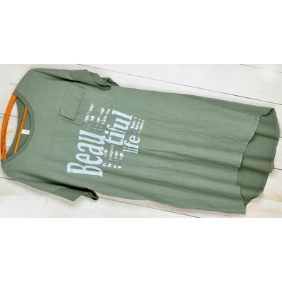 Fashionweek módne letné ľanové-bavlnené šaty Boho Italy Oversized pre moletky MD373 Khaki