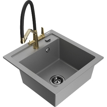 Mexen Vito гранитна мивка с 1 отделение с кухненски смесител Duo, сив - 6503-71-671701-57-B (6503-71-671701-57-B)