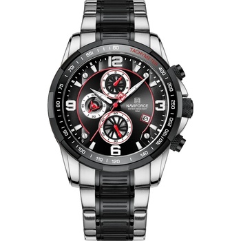 Curren Мъжки часовник Naviforce Whiffler, Хронограф, Неръждаема стомана, Сребрист / Черен (NAVIFORCE-8020S-SILVER-BLACK)