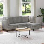 vidaXL Комплект мебели за всекидневна 4 бр. Светлосиво Кадифе (3413730)