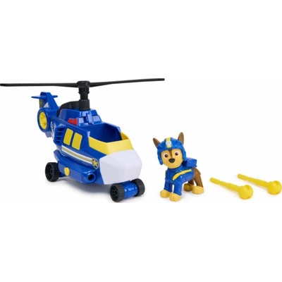 Paw Patrol Spin Master Air Rescue Chaseův policejní záchranný vrtulník s raketometem a figurkou Chase autíčko