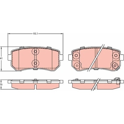 Sada brzdových destiček, kotoučová brzda TRW GDB3421 TR GDB3421