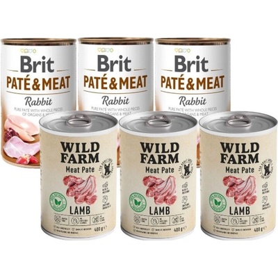 Brit Paté & Meat Rabbit 3 x 400 g & Wild Farm Pate Lamb 3 x 400 g