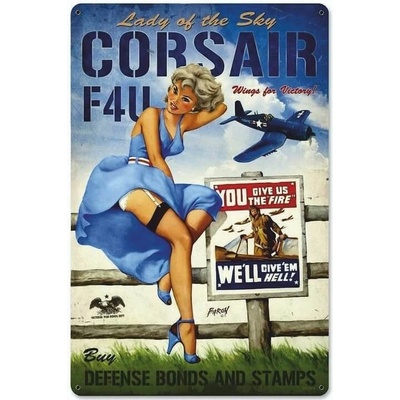 Corsair F4U Lady od the Sky - ceduľa 29cm x 20cm Plechová tabuľa
