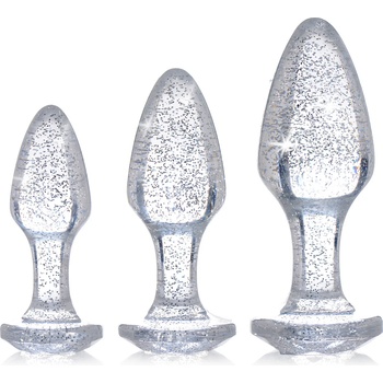 Image 1 of Booty Sparks Shimmering Gem Anal Plug Set Silver