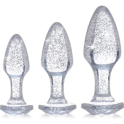 Booty Sparks Shimmering Gem Anal Plug Set Silver