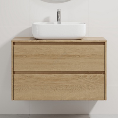 Bath Deluxe Шкаф за баня с мивка TRONDHEIM/KRISTIANSAND 90x57x46 см дъб/бял (SETBT0154C)