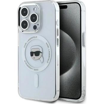 KARL LAGERFELD Калъф Karl Lagerfeld IML Metal Karl Head MagSafe за iPhone 15 Pro Max Бял (3666339284077)