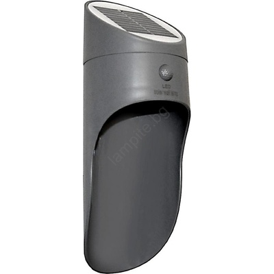BOWI LED соларен стенен фенер PALESA LED/1W/3, 7V IP65 1800 mAh сив (BW0150)