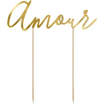 Image 1 of PartyDeco Топер за торта - Amour, златист