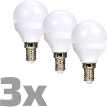 ECOLUX LED žiarovka Ecolux 3-pack, miniglobe, 6W, E14, 3000K, 450lm, biele prevedenie, 3ks