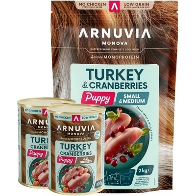 Arnuvia Monova Dog Puppy Small & Medium Turkey & Cranberries 2 kg