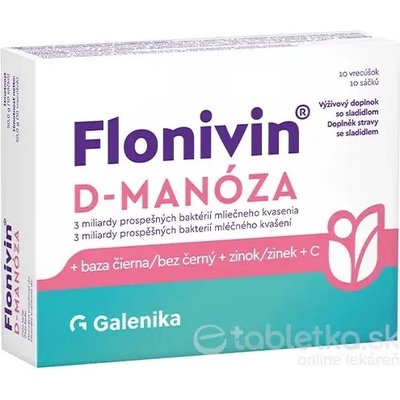 Flonivin D-MANÓZA vrecúška + baza čierna + zinok + vitamín C 10 ks