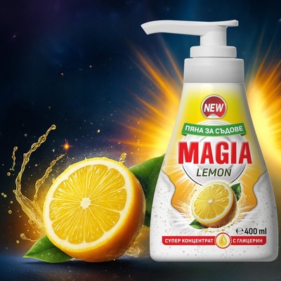 Magia Пяна за съдове Magia Apple с глицерин Лимон 400мл (892392)