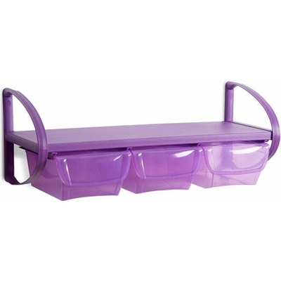 Plastmeccanica Polička plastová se 3 úložnými boxy, 80 x 30 x 30 cm fialová