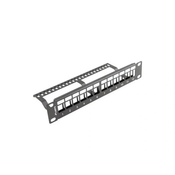 Lanberg пач панел празен 12 порта 1U с органайзер за keystone модули черен (ppks-9112-b)