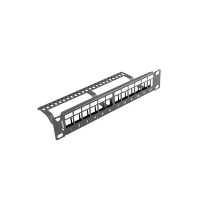 Lanberg пач панел празен 12 порта 1U с органайзер за keystone модули черен (ppks-9112-b)