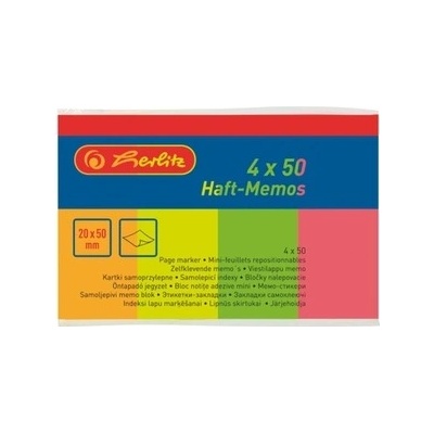 Záložky Herlitz papierové 20x50mm 50 ks 4 farby
