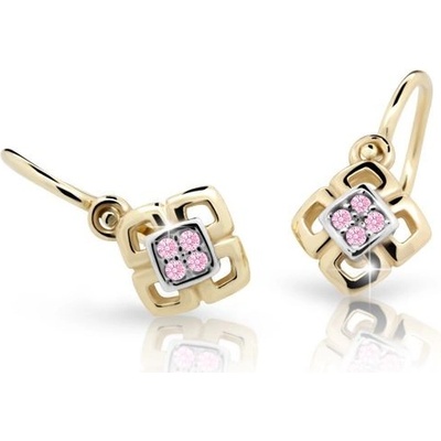 Danfil detské náušnice C2240 zo žltého zlata pink brizura