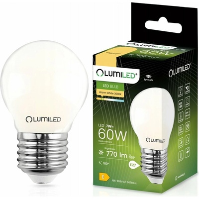 Lumiled LED žiarovka P45 E27 7W = 60W 770lm 3000K Warm 360° Filament Milk