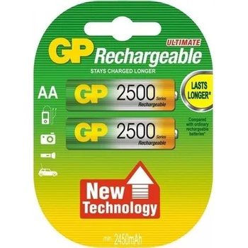 Image 1 of GP Batteries Акумулаторна Батерия GP R6 AA 2500mAh NiMH 2 бр. 250AAHC-EB2 GP (GP-BR-250AAHC-EB2)