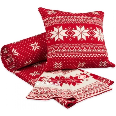 SCANquilt Deka pletená SUOMI 006/1 vločky červená 130x190