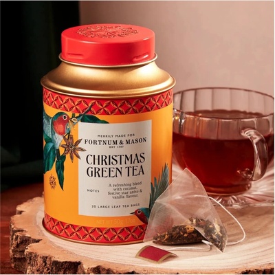 FORTNUM & MASON vánoční zelený čaj CHRISTMAS GREEN TEA 20 hedvábných pyramid