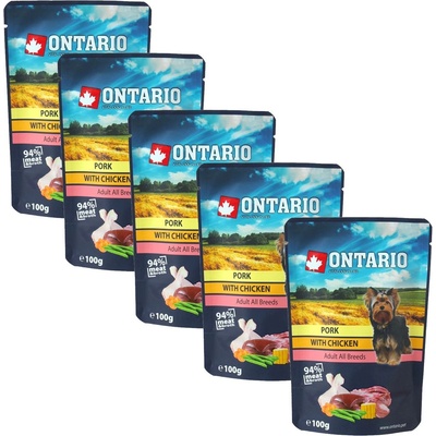 ONTARIO Капсула ONTARIO DOG Свинско с Пиле в бульон 5 x 100 г