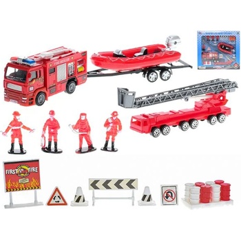 Mikro Комплект пожарникари - метални превозни средства със свободен ход + фигурки