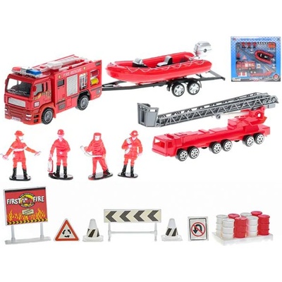 Mikro Комплект пожарникари - метални превозни средства със свободен ход + фигурки