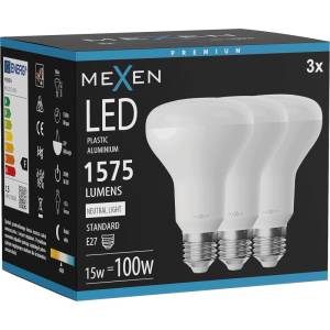 Mexen Nova 3x LED крушка E27, R80, 15W, Неутрална - 4000K, 1575 lm - L105-E27-1540-01x03 (L105-E27-1540-01x03)