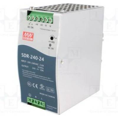 MEAN WELL SDR-240-24 Napájecí zdroj: spínaný; na lištu DIN; 240W; 24VDC; 10A; 88÷264VAC